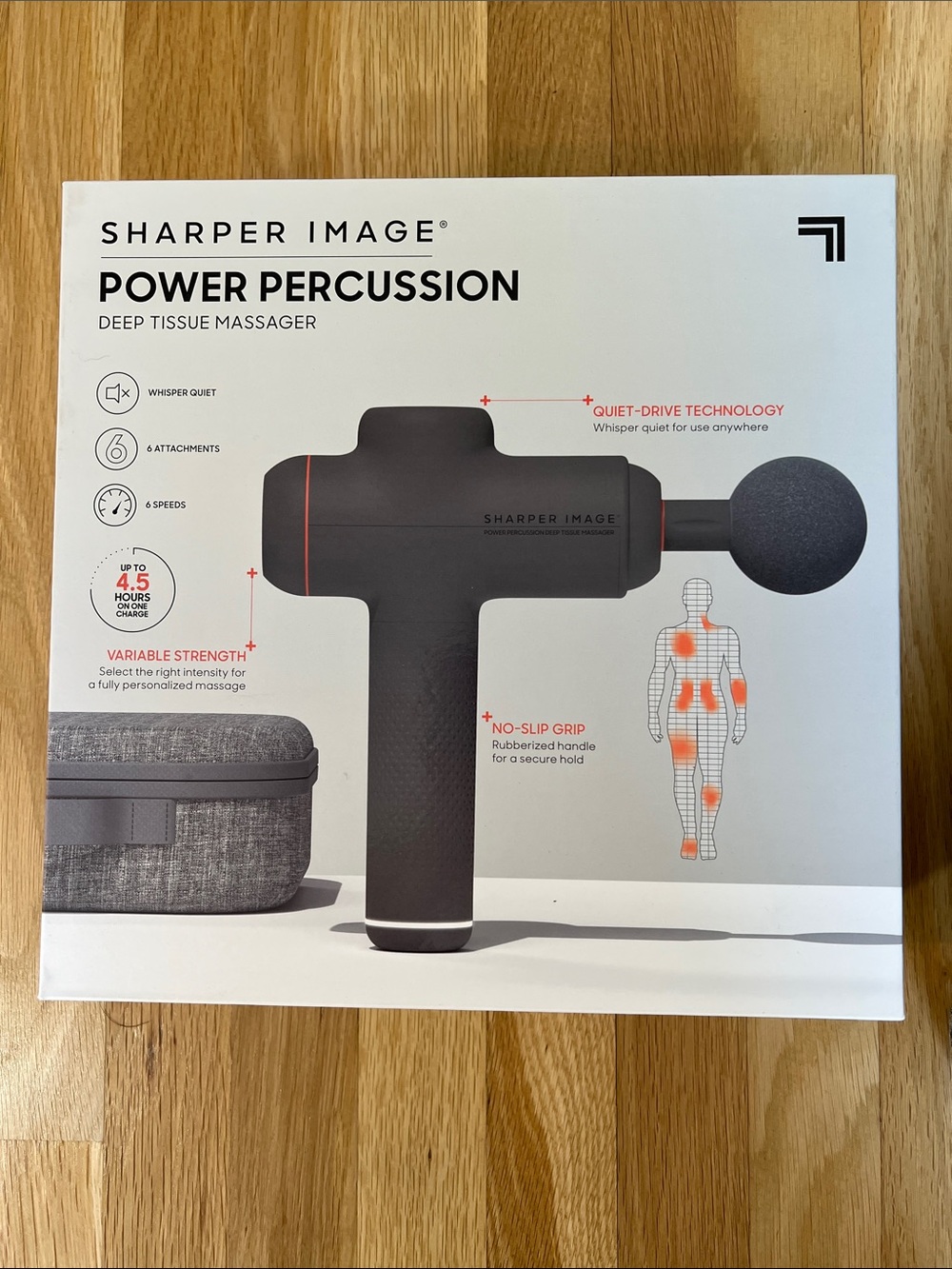 Sharper Image Power Percussion Deep Tissue Massager 6 Attachments, Carrying Case